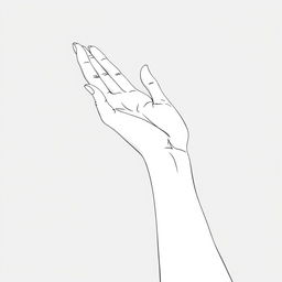 A vector contour illustration of a delicate female hand in isometric perspective and 3/4 view