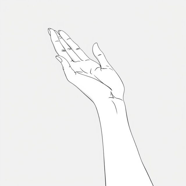 A vector contour illustration of a delicate female hand in isometric perspective and 3/4 view