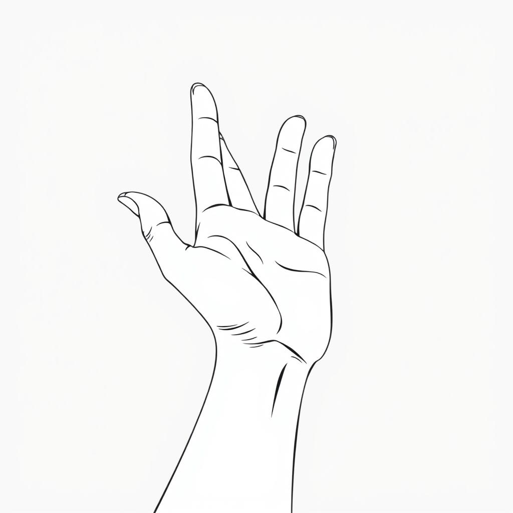A vector contour illustration of a delicate female hand in isometric perspective and 3/4 view