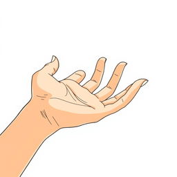 A vector contour illustration of a delicate female hand in isometric perspective and 3/4 view