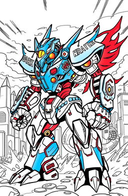 A fierce and wild robot design, suitable for coloring