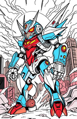 A fierce and wild robot design, suitable for coloring