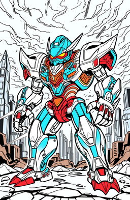 A fierce and wild robot design, suitable for coloring