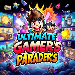 A vibrant and eye-catching thumbnail design showcasing a lively gaming scene with colorful graphics