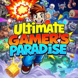 A vibrant and eye-catching thumbnail design showcasing a lively gaming scene with colorful graphics