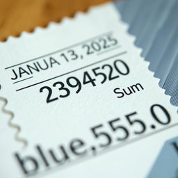 A close-up of a financial stamp on paper, depicting intricate details