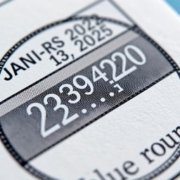A close-up of a financial stamp on paper, depicting intricate details