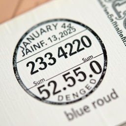 A close-up of a financial stamp on paper, depicting intricate details