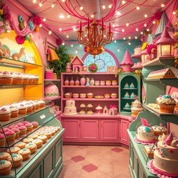 A magical bakery filled with an array of enchanting pastries and sweets