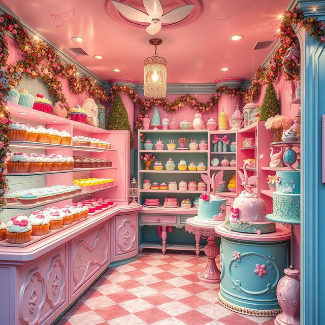 A magical bakery filled with an array of enchanting pastries and sweets