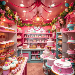 A magical bakery filled with an array of enchanting pastries and sweets