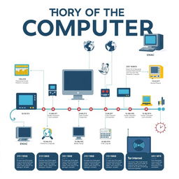 A detailed infographic illustrating the history of the computer