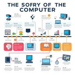 A detailed infographic illustrating the history of the computer