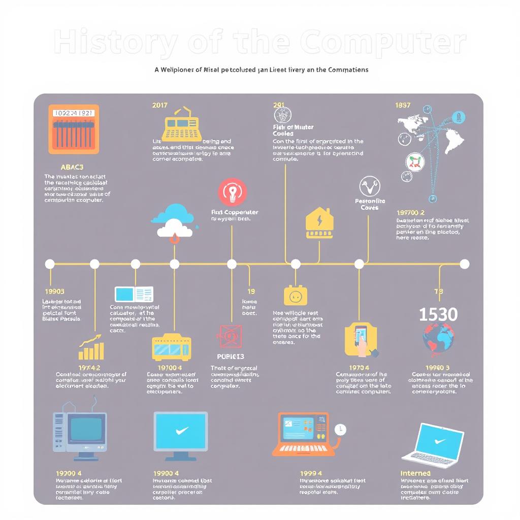 A detailed infographic illustrating the history of the computer