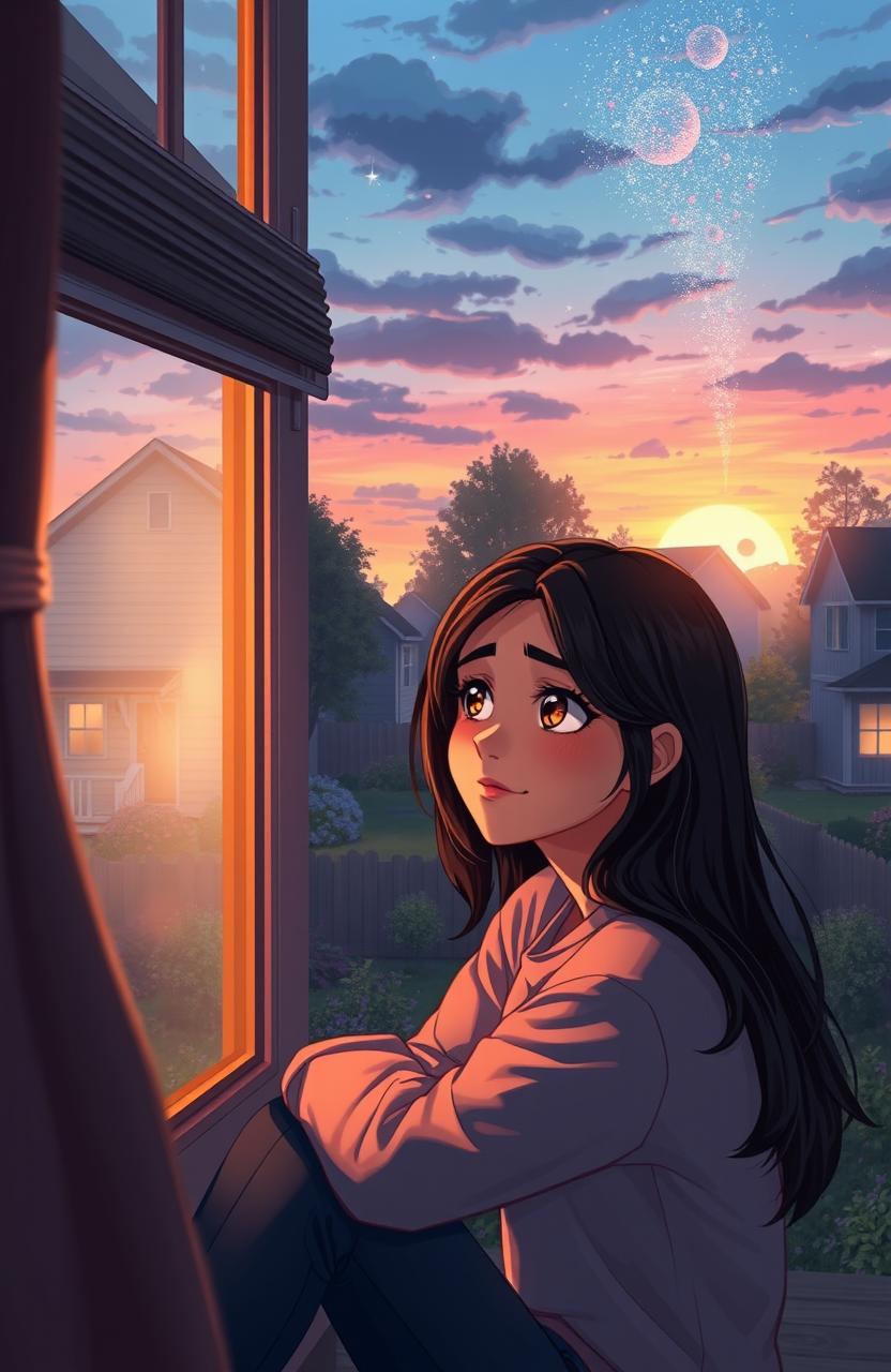 A cozy suburban setting featuring a teenage girl named Keya Stewart
