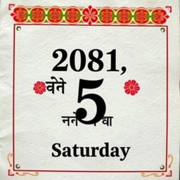 An edited calendar page featuring the date '2081 माघ 5, शनिबार' highlighted prominently