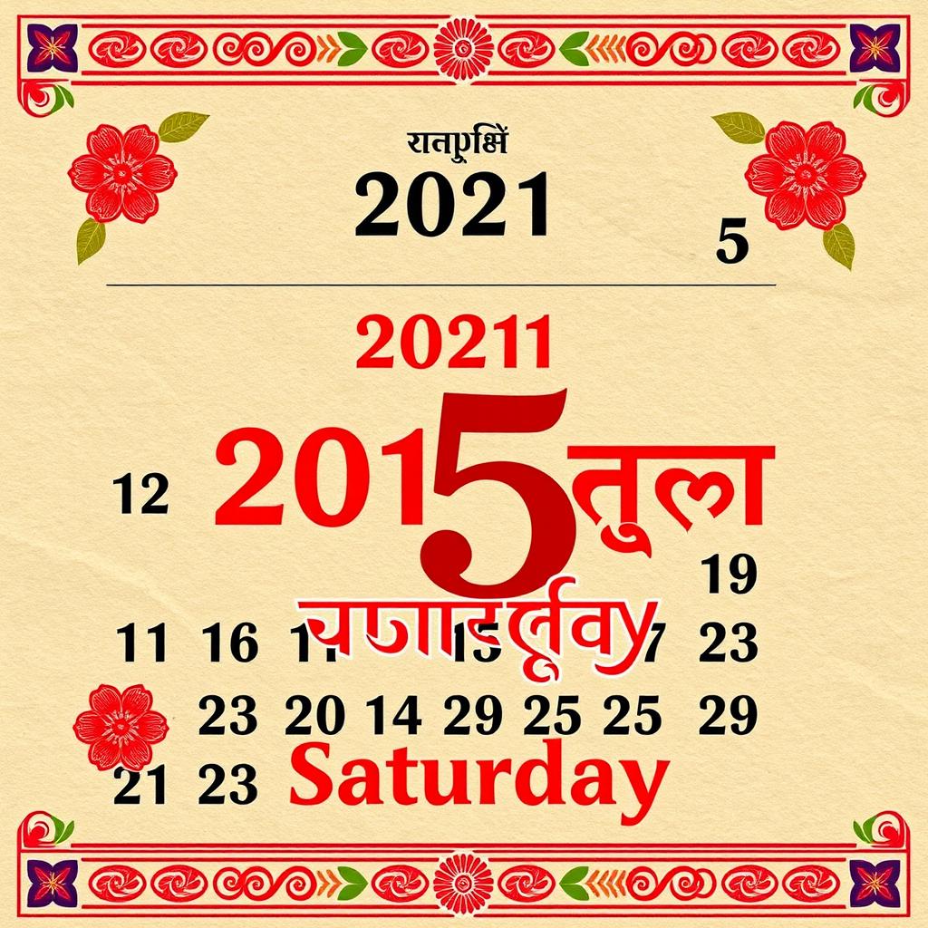 An edited calendar page featuring the date '2081 माघ 5, शनिबार' highlighted prominently