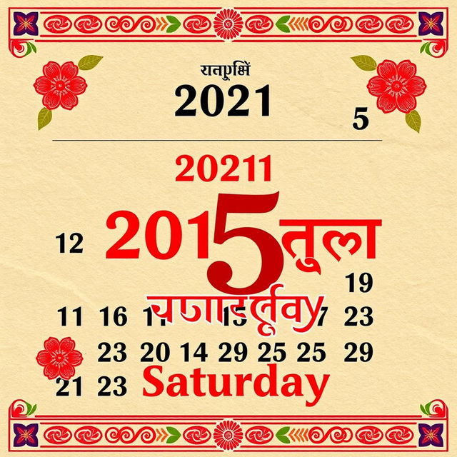 An edited calendar page featuring the date '2081 माघ 5, शनिबार' highlighted prominently