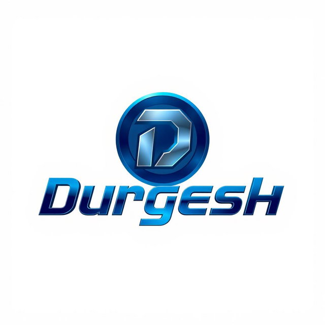 A modern and sleek logo design for 'Durgesh', featuring bold and dynamic font