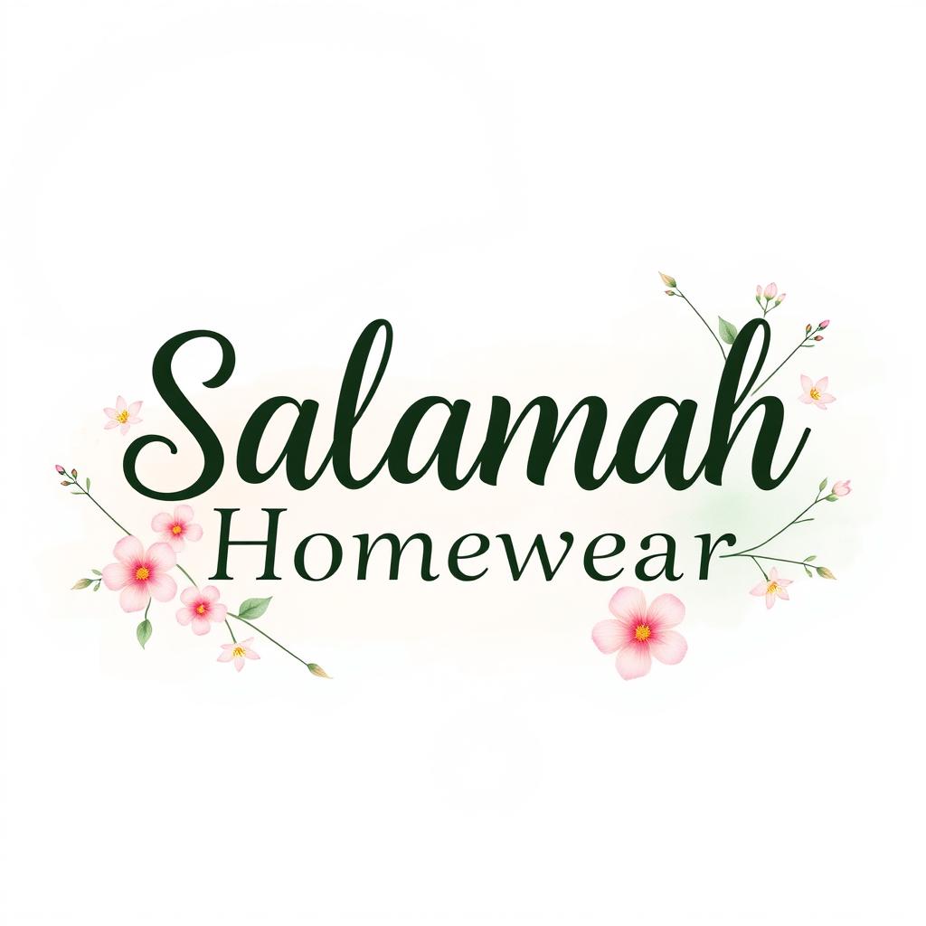 An aesthetic text design featuring the words 'Salamah Homewear'