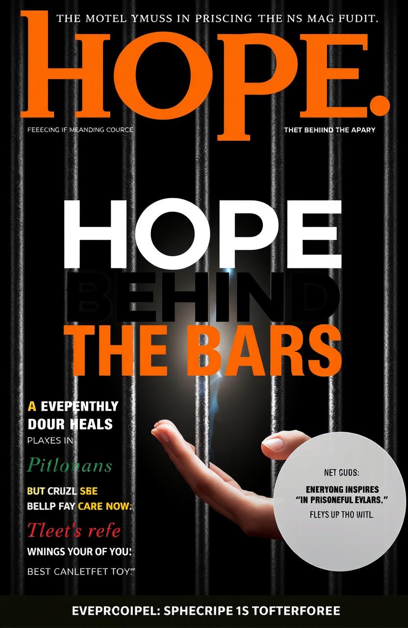 A cover page for a magazine titled 'HOPE BEHIND THE BARS'