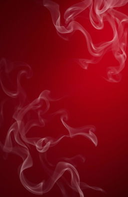 A luxurious deep red background with swirling black and white smoke elegantly dispersing through the scene