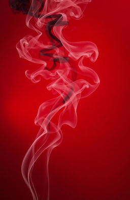 A luxurious deep red background with swirling black and white smoke elegantly dispersing through the scene