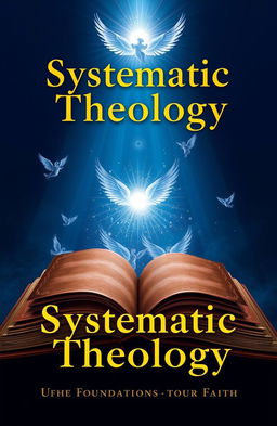 An illustrative cover for a systematic theology book, featuring a deep blue background symbolizing depth and spirituality