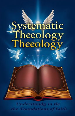An illustrative cover for a systematic theology book, featuring a deep blue background symbolizing depth and spirituality