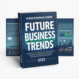 A thoughtful and insightful book concept titled 'Future Business Trends: Navigating the Landscape of 2025'