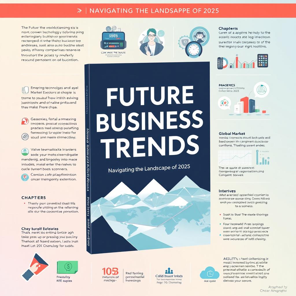 A thoughtful and insightful book concept titled 'Future Business Trends: Navigating the Landscape of 2025'