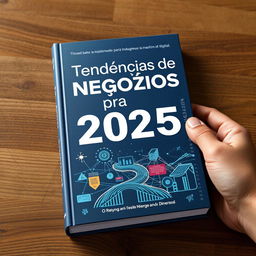 Um conceito de livro envolvente intitulado 'Tendências de Negócios para 2025: O Futuro em Suas Mãos'