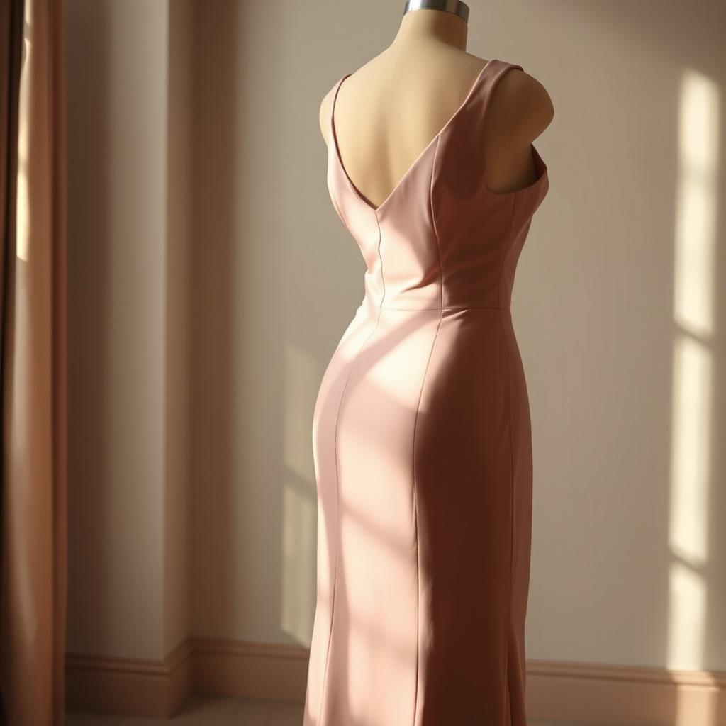 A beautifully designed, elegant dress without any lace or intricate patterns