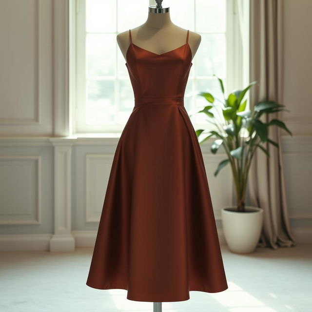 A beautifully designed, elegant dress without any lace or intricate patterns