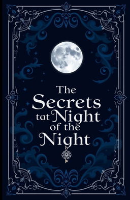 Create an artistic representation of a mysterious and elegant book cover titled 'The Secrets of the Night'