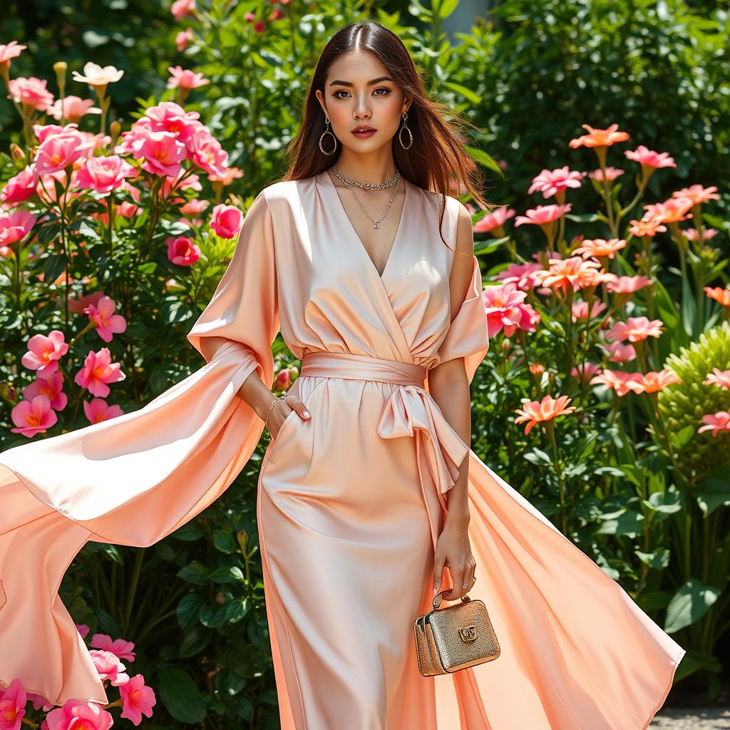 A visually striking fusion of elegant fashion elements inspired by the Ariana brand