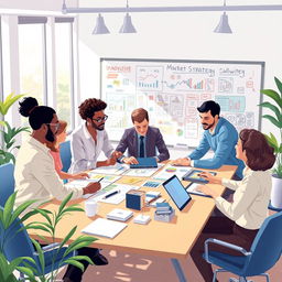 A visually captivating illustration representing an innovative market strategy