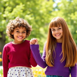 Two girls holding hands