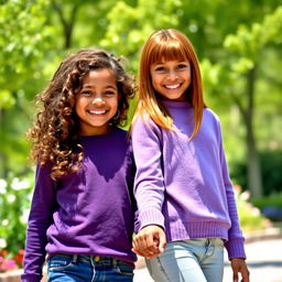 Two girls holding hands