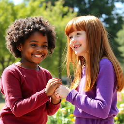 Two girls holding hands