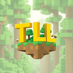 A logo design featuring the letters 'T' and 'L' in bold yellow, styled in a Minecraft aesthetic
