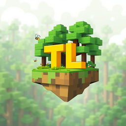 A logo design featuring the letters 'T' and 'L' in bold yellow, styled in a Minecraft aesthetic