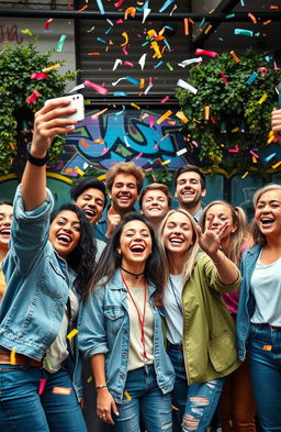A vibrant and compelling scene depicting the essence of winning in the Gen Z era