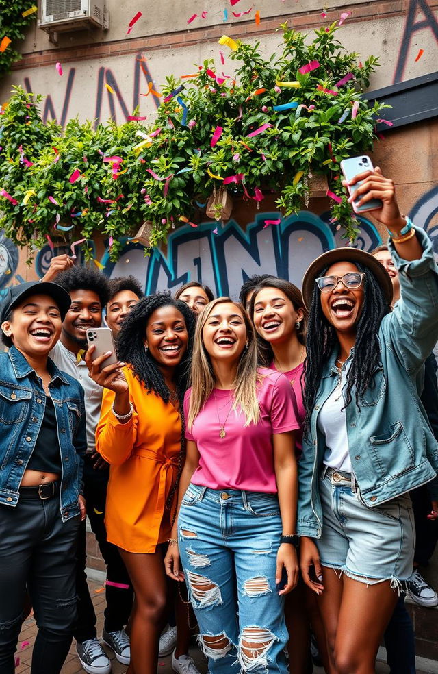 A vibrant and compelling scene depicting the essence of winning in the Gen Z era