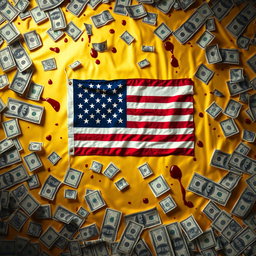 A striking image featuring a golden background adorned with the American flag, prominently displayed at the center