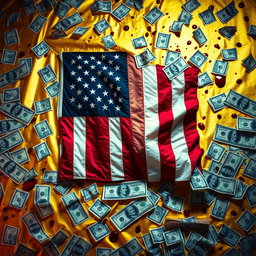 A striking image featuring a golden background adorned with the American flag, prominently displayed at the center
