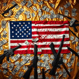 A striking image featuring a background of shimmering gold, prominently displaying the American flag