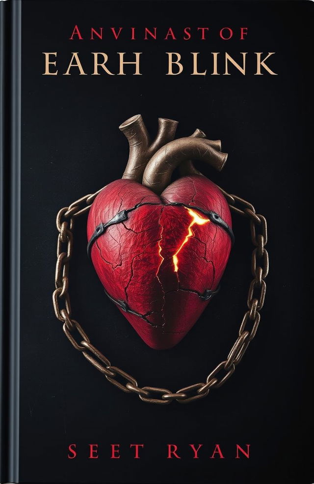 A dark book cover featuring an intricately designed heart that shows several cracks, symbolizing fragility, and it is securely chained, imparting a sense of confinement and struggle