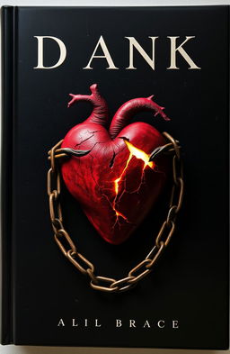 A dark book cover featuring an intricately designed heart that shows several cracks, symbolizing fragility, and it is securely chained, imparting a sense of confinement and struggle