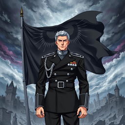 An anime-style book cover illustrating the rise of a dictatorship in Europe, focusing on Germany under the leadership of a character named Aron
